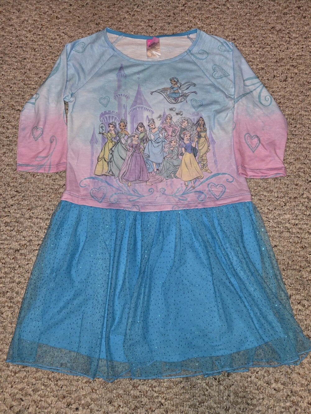 Disney Princess Tutu Dress Girls 14-16 XL 14/16 Long Sleeve Blue Pink Ombre